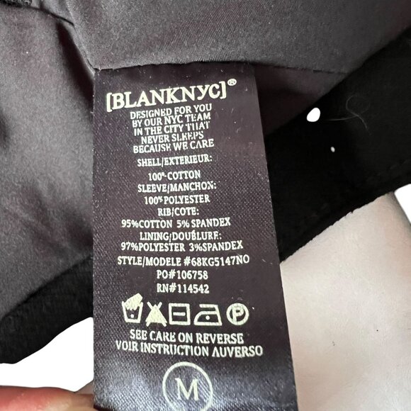 Blank NYC moto style jacket Medium black knit cotton sheer mesh cropped - Picture 7 of 8